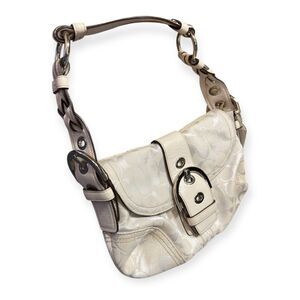 Coach 6171 Soho Signature Buckle Hobo Cream Monogram Shoulder Bag Vintage Rare
